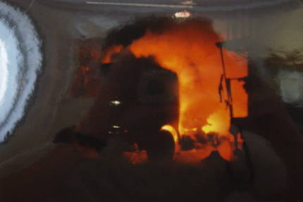 (1984) Silozug mit Braunkohlestaub in Flammen